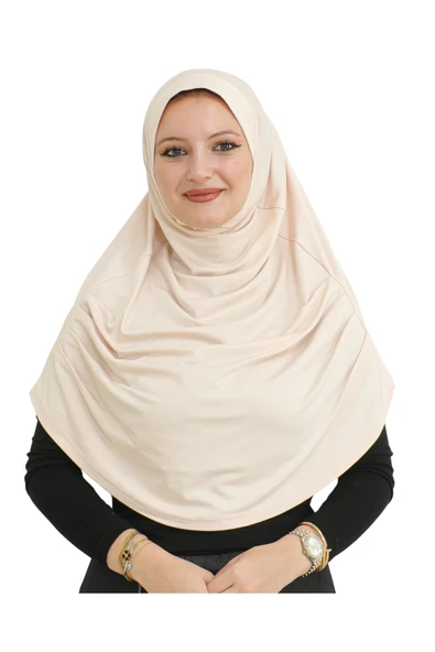 Uzun Hazır Giyim Turban Yumuşak Eşarp İslami Giyim  Bej ürün görseli 1