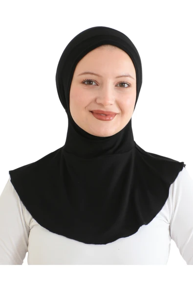 Kadın Boyunluklu Hijab Tesettür Pratik Spor Bone  Siyah ürün görseli 1