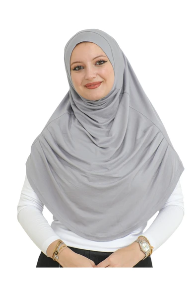 Uzun Hazır Giyim Turban Yumuşak Eşarp İslami Giyim  Açık Gri ürün görseli 1
