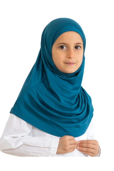 Çocuk Hazır Giyim Başörtüsü Şal Turban Viskon  Turkuaz ürün görseli 1