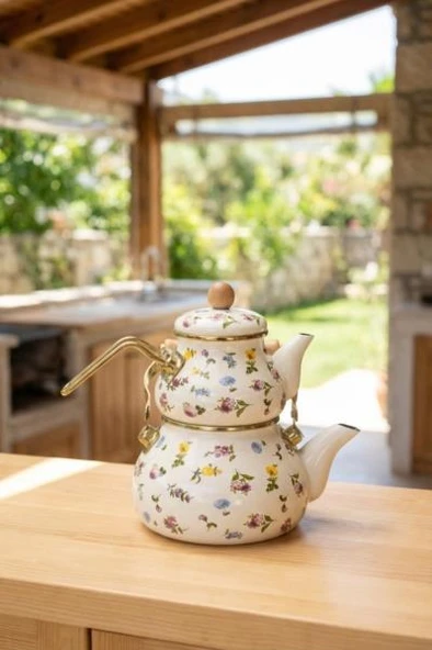 Acar Petit Fleur Collection Tombul Emaye Çaydanlık XAP-10430 ürün görseli 1
