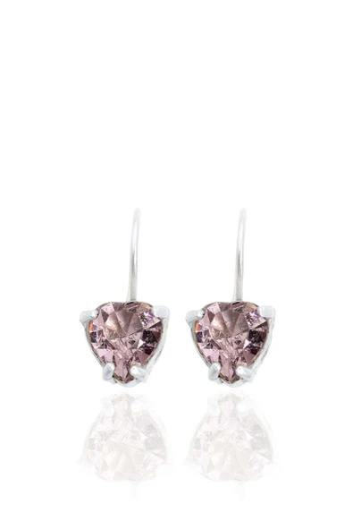 Kalp Şeklinde Toz Pembe Zirkon Taşlı Sallantılı Kadın Gümüş Küpe 2x1.1 cm ürün görseli 1
