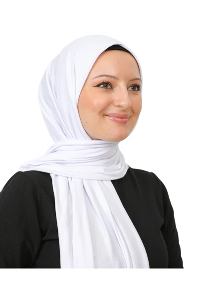 Şal Tesettür Başörtüsü Premium Kumaş Eşarp Uzun İslami Giyim Viskon  Beyaz ürün görseli 1