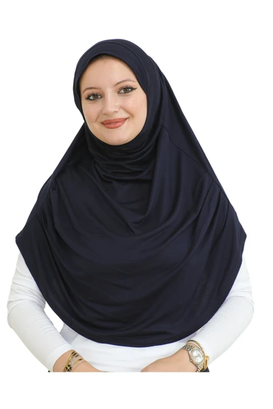 Uzun Hazır Giyim Turban Yumuşak Eşarp İslami Giyim  Lacivert ürün görseli 1