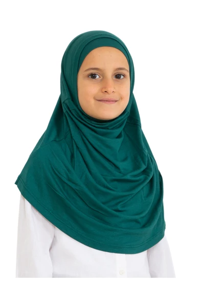 Çocuk Hazır Giyim Başörtüsü Şal Turban Viskon  Zümrüt ürün görseli 1