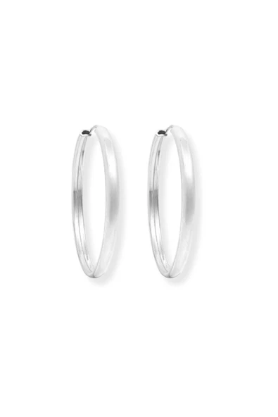 Oval Hatlı Yuvarlak Gümüş Halka Küpe – 3.5x3.5cm-3mm Kalınlık 925 Ayar ürün görseli 1