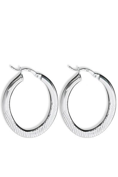 Çizgili Oval Kadın Gümüş Halka Küpe 3x4CM ürün görseli 1