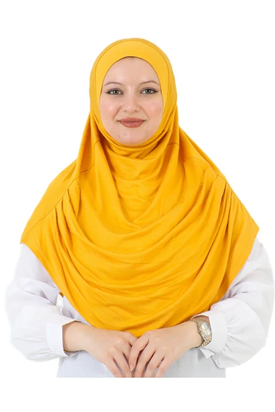 Uzun Hazır Giyim Turban Yumuşak Eşarp İslami Giyim  Yellow ürün görseli 1