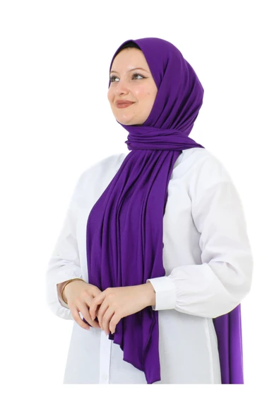 Şal Tesettür Başörtüsü Premium Kumaş Eşarp Uzun İslami Giyim Viskon  Mor ürün görseli 1