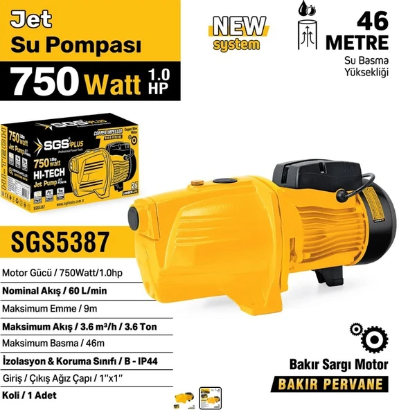 SGS JET SU POMPASI 750 WATT 1.0 HP ürün görseli 1