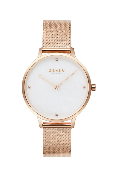 Obaku Denmark V295LXVWHV Quartz Çelik Hasır Rose Gold Beyaz Kadran 34 mm Kadın Kol Saati ürün görseli 1