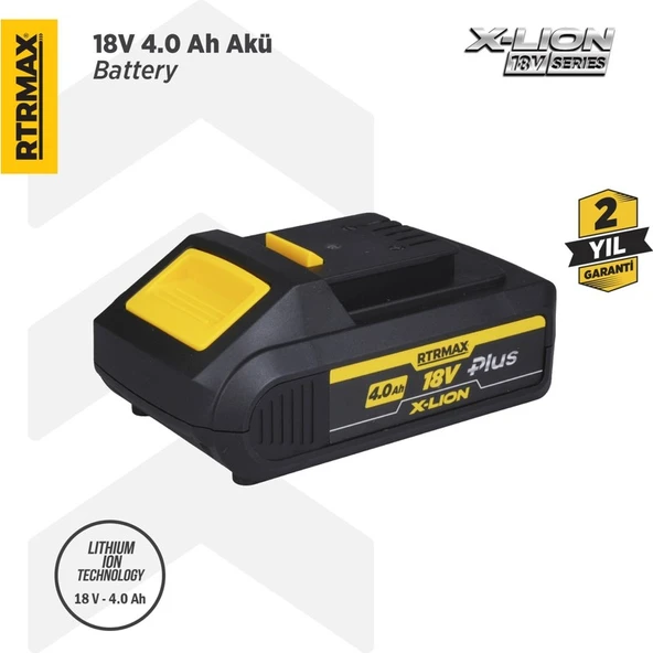 Rtrmax RTX1804P X-Lion Plus Akü Yedek Batarya 4.0 Ah ürün görseli 1