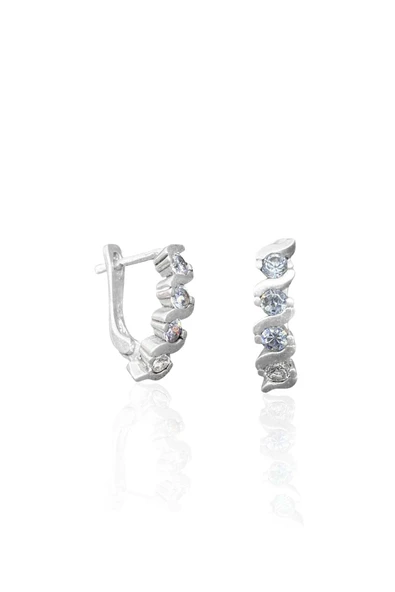 Taşlı Chantel Gümüş Halka Küpe 1.7x1.1 cm ürün görseli 1