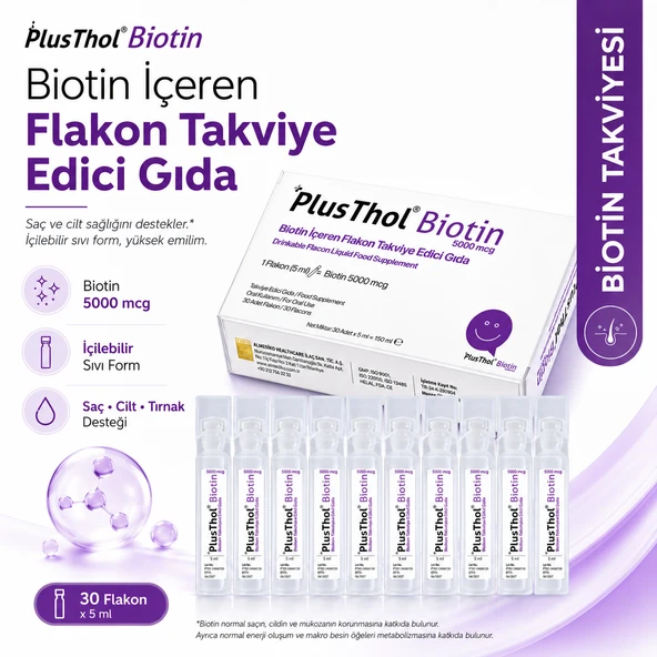 Thols PT2 Plusthol 5000 mcg Biotin Shot - Dökülme Karşıtı ve Hızlı Saç Uzatan Sıvı Takviye 30'lu ürün görseli 1