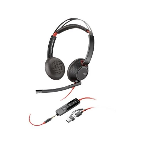 Poly Blackwire 5220 Stereo USB-C Mikrofonlu Kulaklık + 3,5 mm Bağlantı +USB-C/A Adaptörü 8X231AA ürün görseli 1