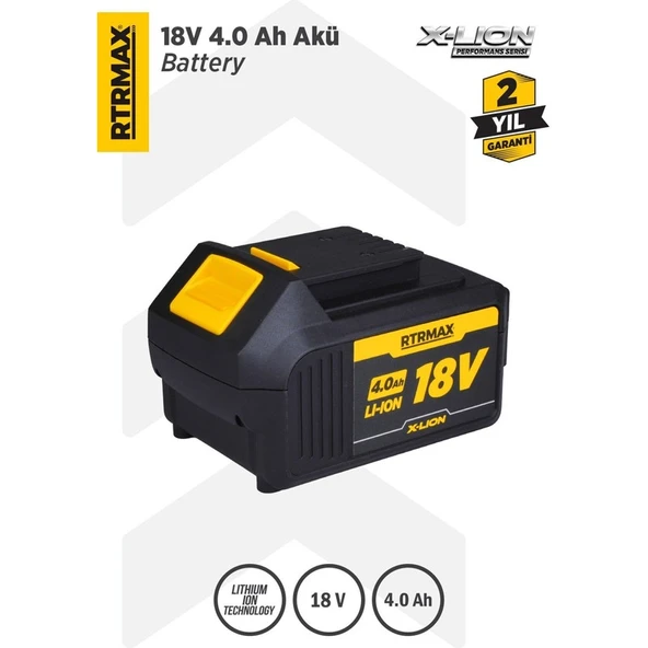 RTRMAX RTX1804 X-Lion Akü Yedek Batarya 4.0 Ah 18V ürün görseli 1