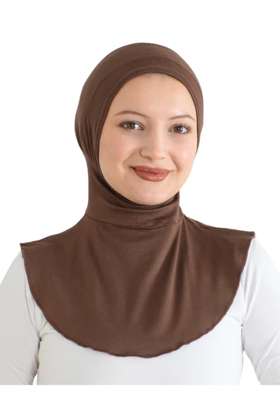 Kadın Boyunluklu Hijab Tesettür Pratik Spor Bone  Kahverengi ürün görseli 1