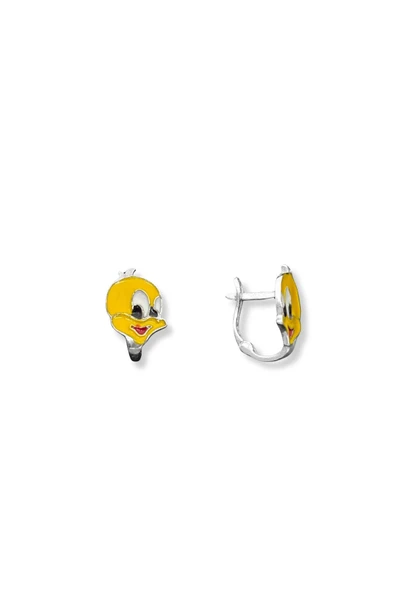Mineli Tweety Gümüş Kız Çocuk Küpesi 0.7x0.9 CM ürün görseli 1