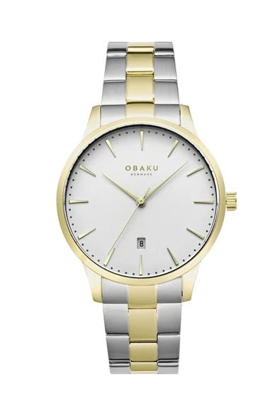 Obaku Denmark V247XDGISF Quartz Çelik Altın/Gri Beyaz Kadran Safir Cam 42 mm Erkek Kol Saati ürün görseli 1