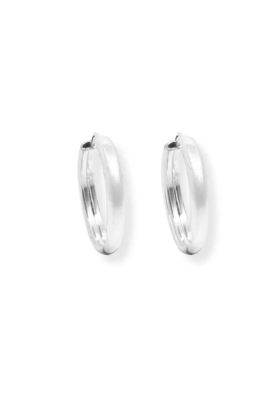 Oval Hatlı Yuvarlak Gümüş Halka Küpe – 925 Ayar, 2x2cm-3mm Kalınlık ürün görseli 1