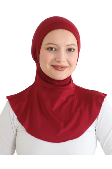 Kadın Boyunluklu Hijab Tesettür Pratik Spor Bone  Bordo ürün görseli 1