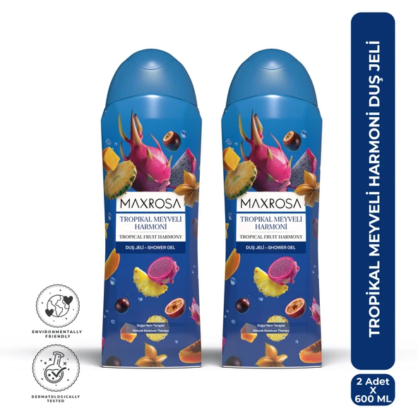 Maxrosa Tropikal Meyveler Duş Jeli 600 ml x 2 Adet ürün görseli 1