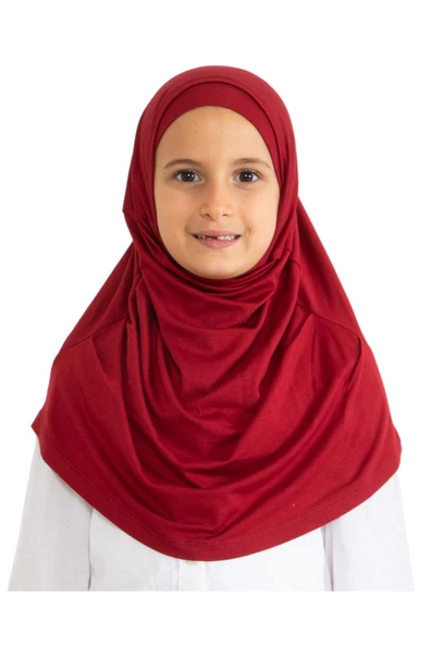 Çocuk Hazır Giyim Başörtüsü Şal Turban Viskon  Bordo ürün görseli 1