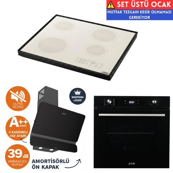 AFM Tech ve Ferre Marka A5 Sessiz Setüstü Vitro Elektrikli Siyah Ankastre Set (D080-SA+FC-06+FM7700 ürün görseli 1