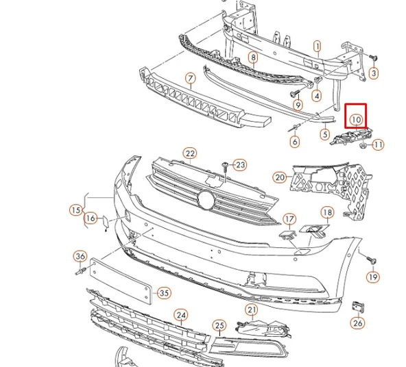 Tampon Bağlantı Braketi Passat 15Sonrası Küçük Ön Sol (Oem No: 3G0807049) ürün görseli 1