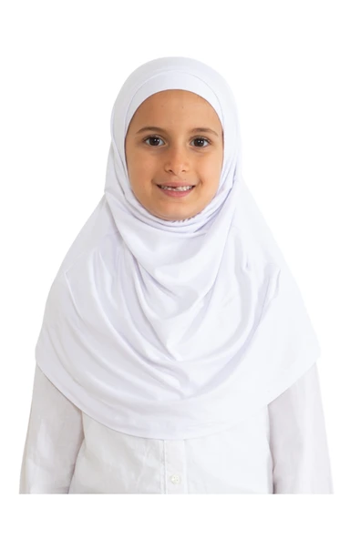 Çocuk Hazır Giyim Başörtüsü Şal Turban Viskon  White ürün görseli 1