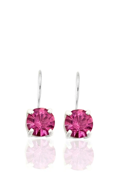 Yuvarlak Pembe Zirkon Taşlı Sallantılı Gümüş Kadın Küpe 2x0.8 cm ürün görseli 1