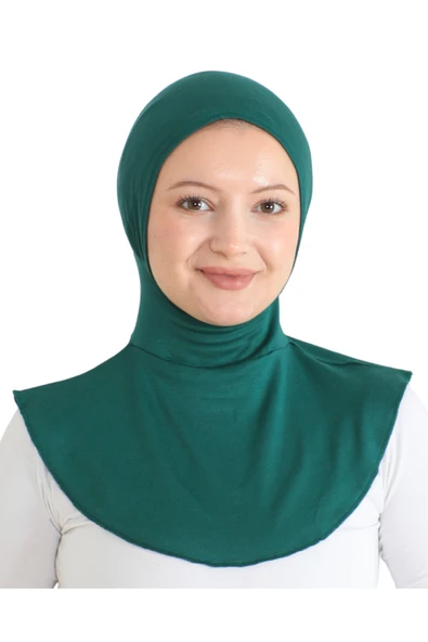 Kadın Boyunluklu Hijab Tesettür Pratik Spor Bone  Zümrüt ürün görseli 1