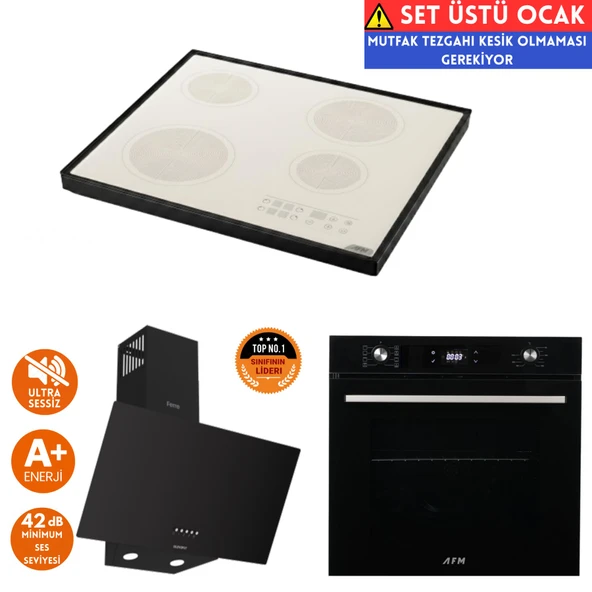 AFM Tech ve Ferre Marka A1 Sessiz Setüstü Vitro Elektrikli Siyah Ankastre Set (D086-SA+FC-06+FM7700 ürün görseli 1
