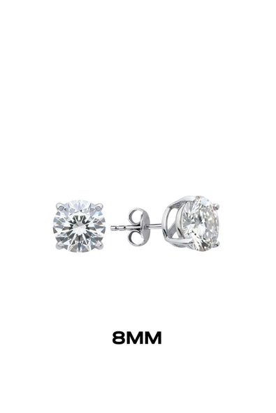 Yuvarlak Tırnaklı Zirkon Tektaş Rodyumlu Vidalı Unisex Gümüş Küpe 8mm [OYSY139] ürün görseli 1