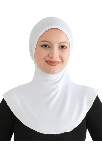 Kadın Boyunluklu Hijab Tesettür Pratik Spor Bone  Beyaz ürün görseli 1