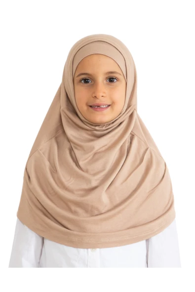 Çocuk Hazır Giyim Başörtüsü Şal Turban Viskon  Koyu Vizon ürün görseli 1