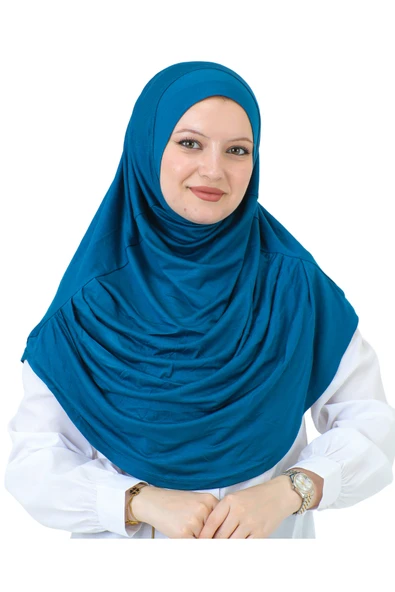 Uzun Hazır Giyim Turban Yumuşak Eşarp İslami Giyim  Turkuaz ürün görseli 1