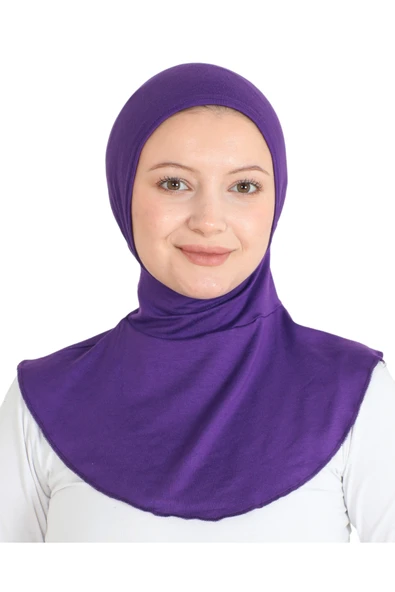 Kadın Boyunluklu Hijab Tesettür Pratik Spor Bone  Mor ürün görseli 1