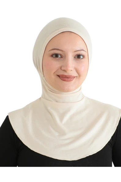 Kadın Boyunluklu Hijab Tesettür Pratik Spor Bone  Bej ürün görseli 1