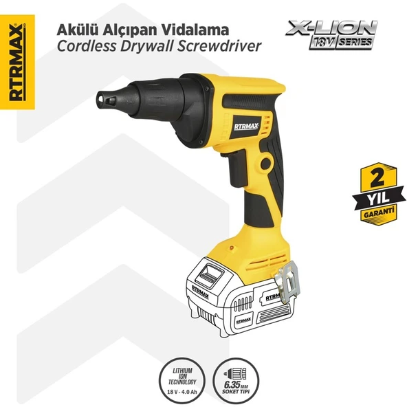 Rtrmax RTX2026B Şarjlı Alçıpan Vidalama Kömürsüz 6 mm - Akü Hariç ürün görseli 1