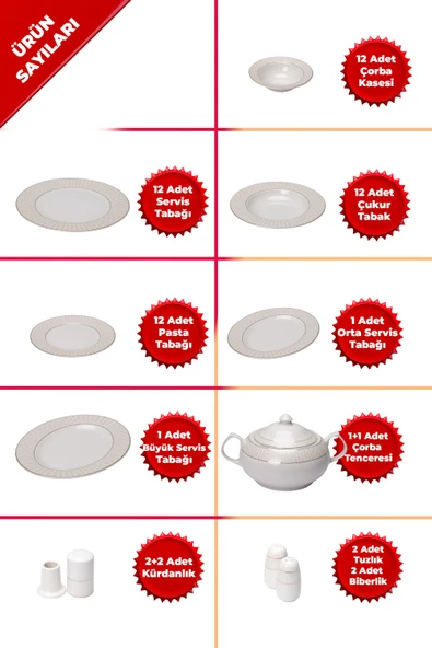 ARYILDIZ YEMEK TAKIMI 61 PARÇA 6130 - Resim 2