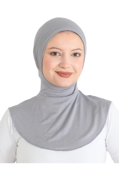 Kadın Boyunluklu Hijab Tesettür Pratik Spor Bone  Gri ürün görseli 1