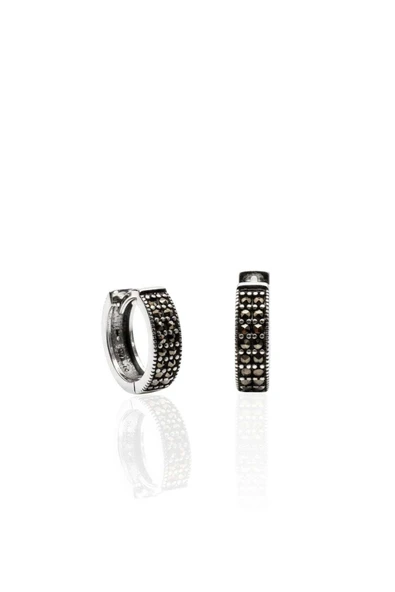 Köşeli Yuvarlak Markazit Taşlı Gümüş Kadın Halka Küpe 1.4x1.4cm [OYSHK021] ürün görseli 1