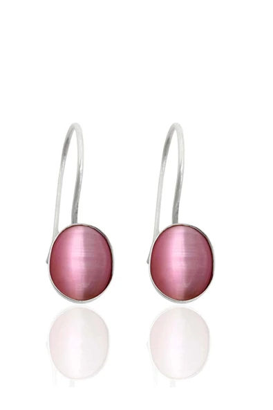Pembe Sedefli Sallantılı Gümüş Kadın Küpe 2.3x0.9 cm ürün görseli 1