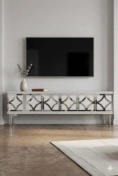 TSA1237BS LEM Tv Sehpası Beyaz-Silver 120cm - Resim 2