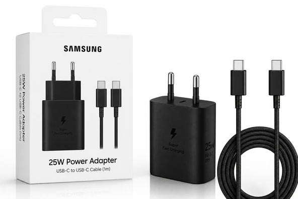 Samsung 25W Super Fast Charging PD Adaptör ve Type-C Kablo Seti - Siyah ürün görseli 1