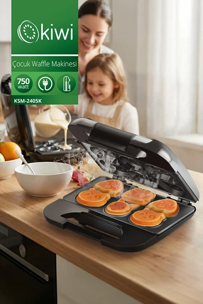 Ksm-2405K Elektrikli Waffle Makinesi Çocuk Portatif Mutfak Mini Waffle Izgara ürün görseli 1