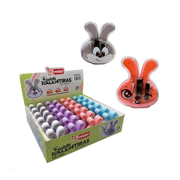 Mikro MK-4055 Bunny Çift Başlıklı Kalemtraş - 24 Adet ürün görseli 1