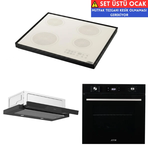 AFM Tech ve Ferre Marka Elektrikli A6 Vitro.Setüstü Ankastre Set ( D037 Aspiratör + FM7701 + FC-07) ürün görseli 1