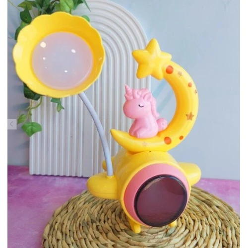 Çocuk Odası Ay ve Unicorn Desenli Gece Lambası ürün görseli 1